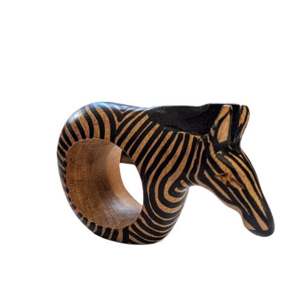 6 Hand Carved Wooden Safari Animals Napkin Holders EUC - Picture 5 of 8